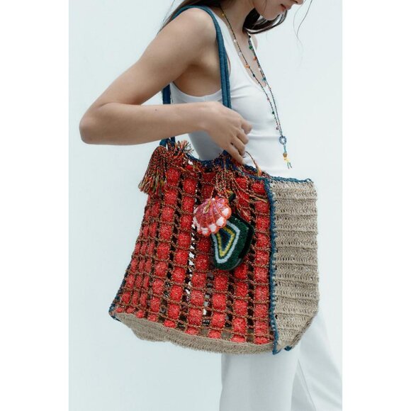 ZARA BEADED BRAIDED MAXI BAG ZARA BEADED BRAIDED MAXI BAG